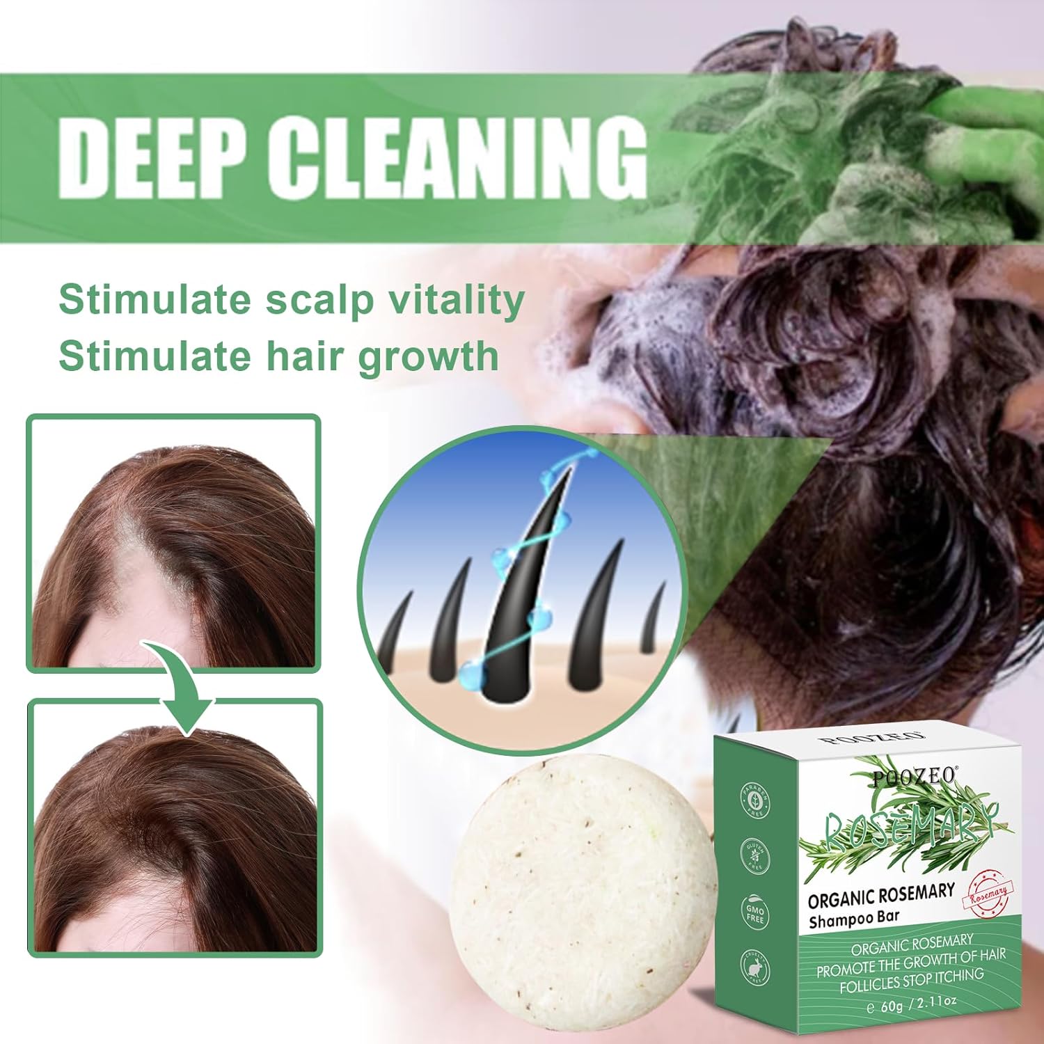 2 Pack Rosemary Shampoo and Conditioner Bar Set for Thinning Hair Growth - Image 5