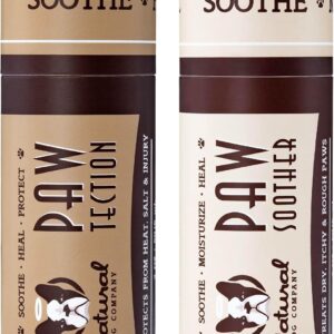 Natural Dog Company Paw Balm & Wax Bundle, Paw Soother + PawTection, Protects & Heals Dry, Cracked Dog Paw Pads, Paw Pad Protector for Exteme Weather, Lick-Safe, Coconut Oil, 2oz Sticks