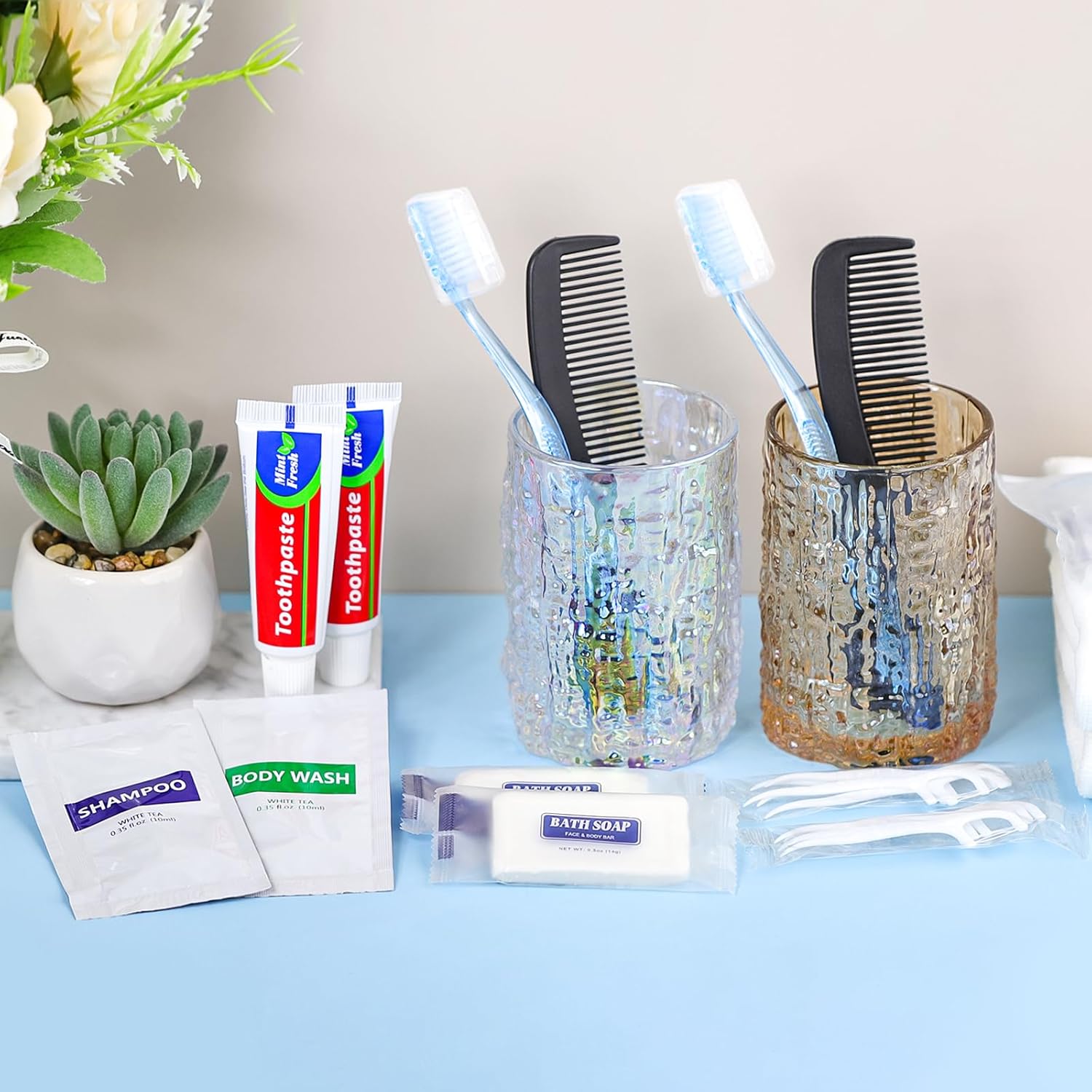 25 Piece Personal Hygiene Kit with Toothbrushes, Toothpaste, Soap, Shampoo, Floss Picks - Image 4