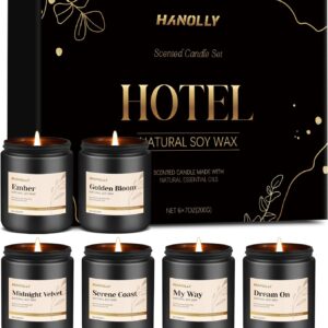 Hotel Scented Candles Set, 6 Pack Candles for Home Scented, Luxury Aromatherapy Jar Candle Gifts for Men & Women, Natural Soy Wax Long Lasting Candle Kit for Fathers Day, Birthday, Christmas