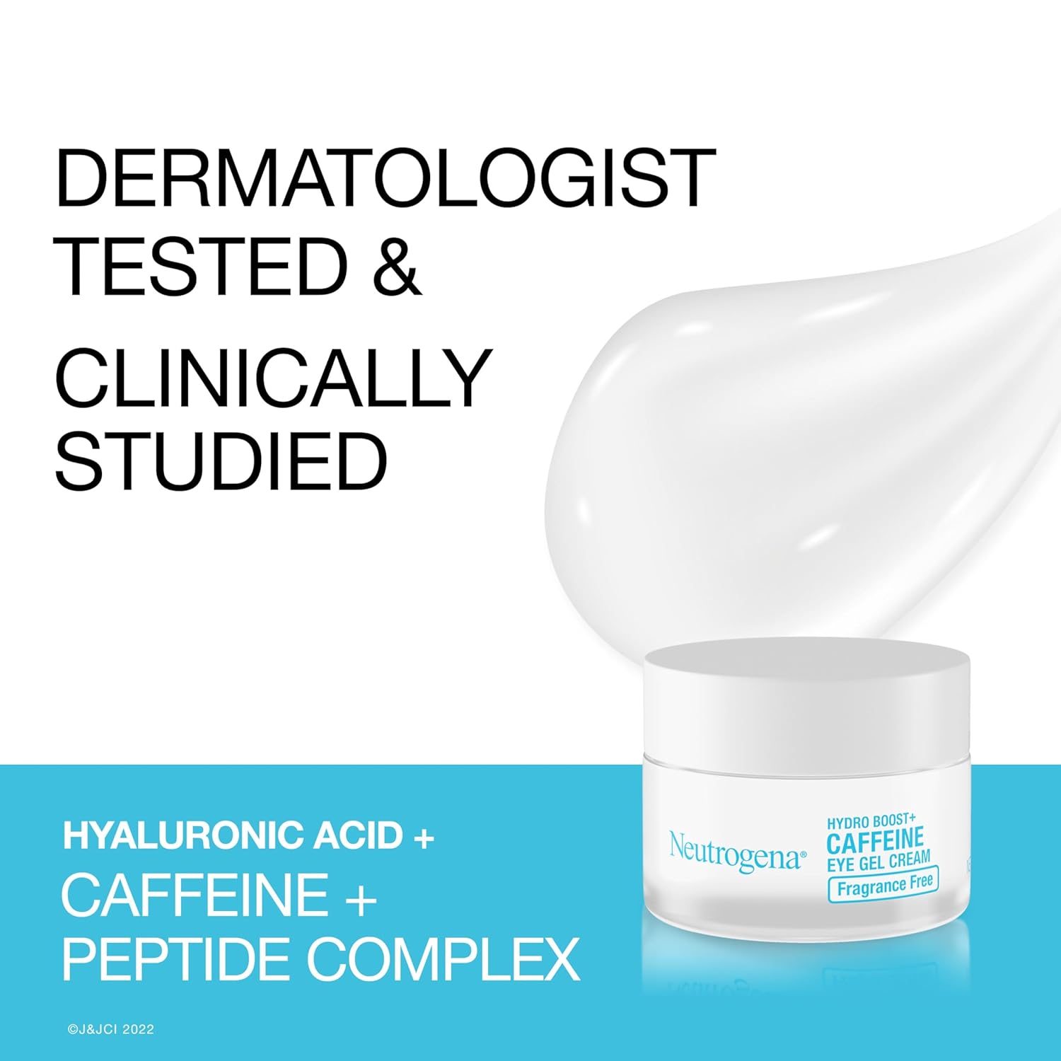 Neutrogena Hydro Boost + Eye Cream for Dark Circles & Puffiness, Under Eye Cream with Caffeine, Hyaluronic Acid and Peptides, Fragrance Free, 0.5 oz - Image 3