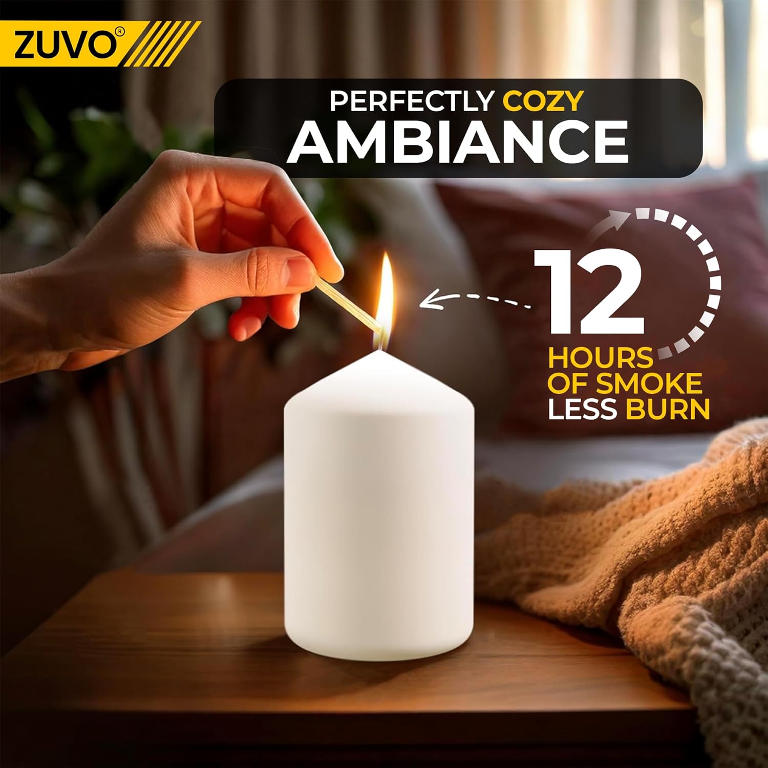Pillar Candles 3 Inches,White Unscented Candle Long Burning Candles for Spa, Home, Restaurants and Emergency - Bulk Slow 12 Hours Burning Pillar Candles - (Pack of 10) - Image 3