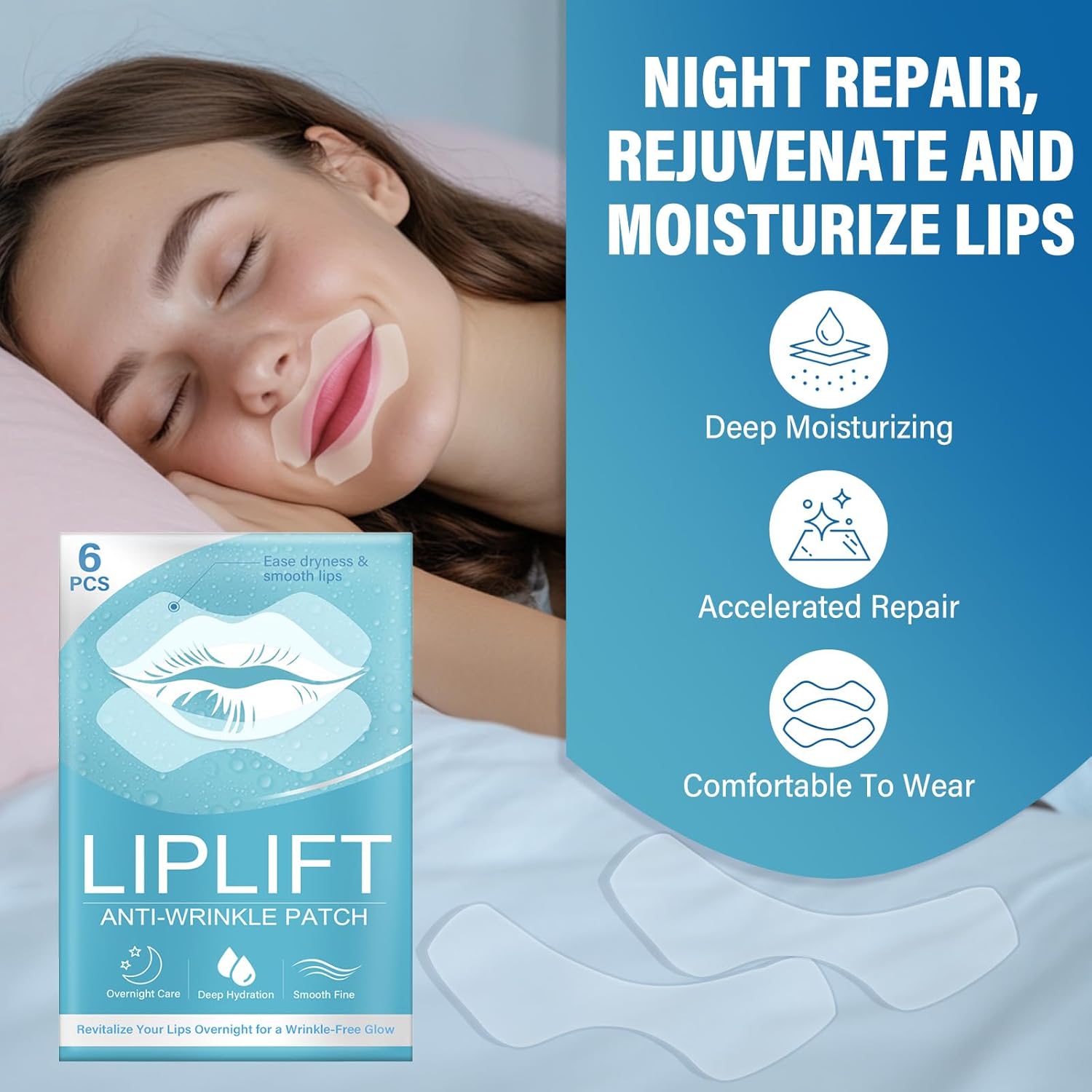 TOMENGBEIAABBCC 3 Pairs Anti-Wrinkle Lip Patches for Smoothing Smile Lines 15ml - Image 3
