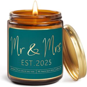 UAREHIBY Wedding Candle Gifts for Couples, Mr & Mrs, Lavender Scent, 9 Ounce, Brown