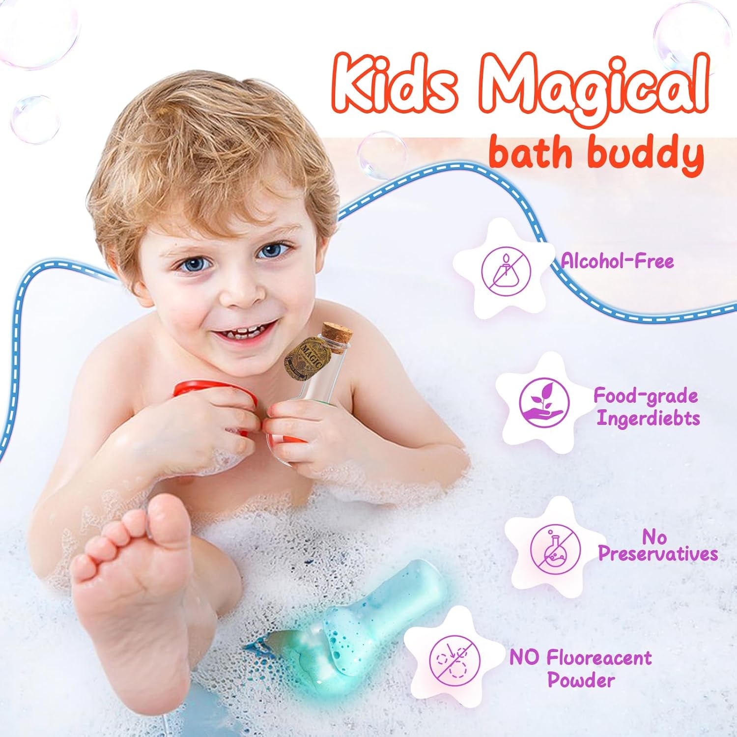 MeCids Magic Potion Bubble Bath Bombs for Kids 6 Pack - Safe Non-Toxic Toddler Bath Color Tablets for Ages 4-12 - Image 6