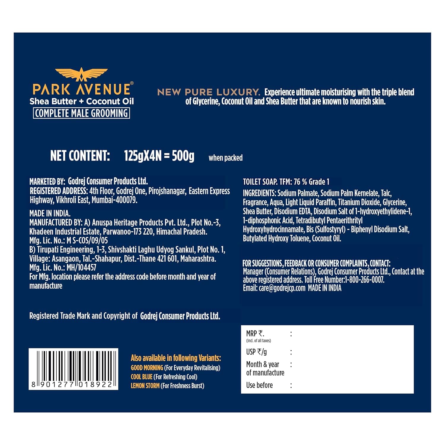 Park..Avenue. Premium Menโs Soaps for Bath โ Pure Luxury | 125g (Pack of 4) | Enriched with Shea Butter & Coconut Oil | Grade 1 Soap | For All Skin Types - Image 6