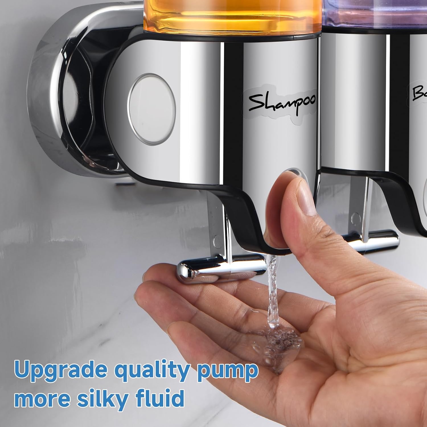 3 Chamber Wall-Mounted Soap Dispenser Refillable, 3 x 500ml Capacity - Image 2
