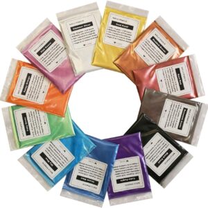 VITARIE Mica Powder Pigment Set 12 Colors 10g/0.35oz Each for Epoxy Resin,Soap Making,Nail Polish, Bath Bombs, Candle Making