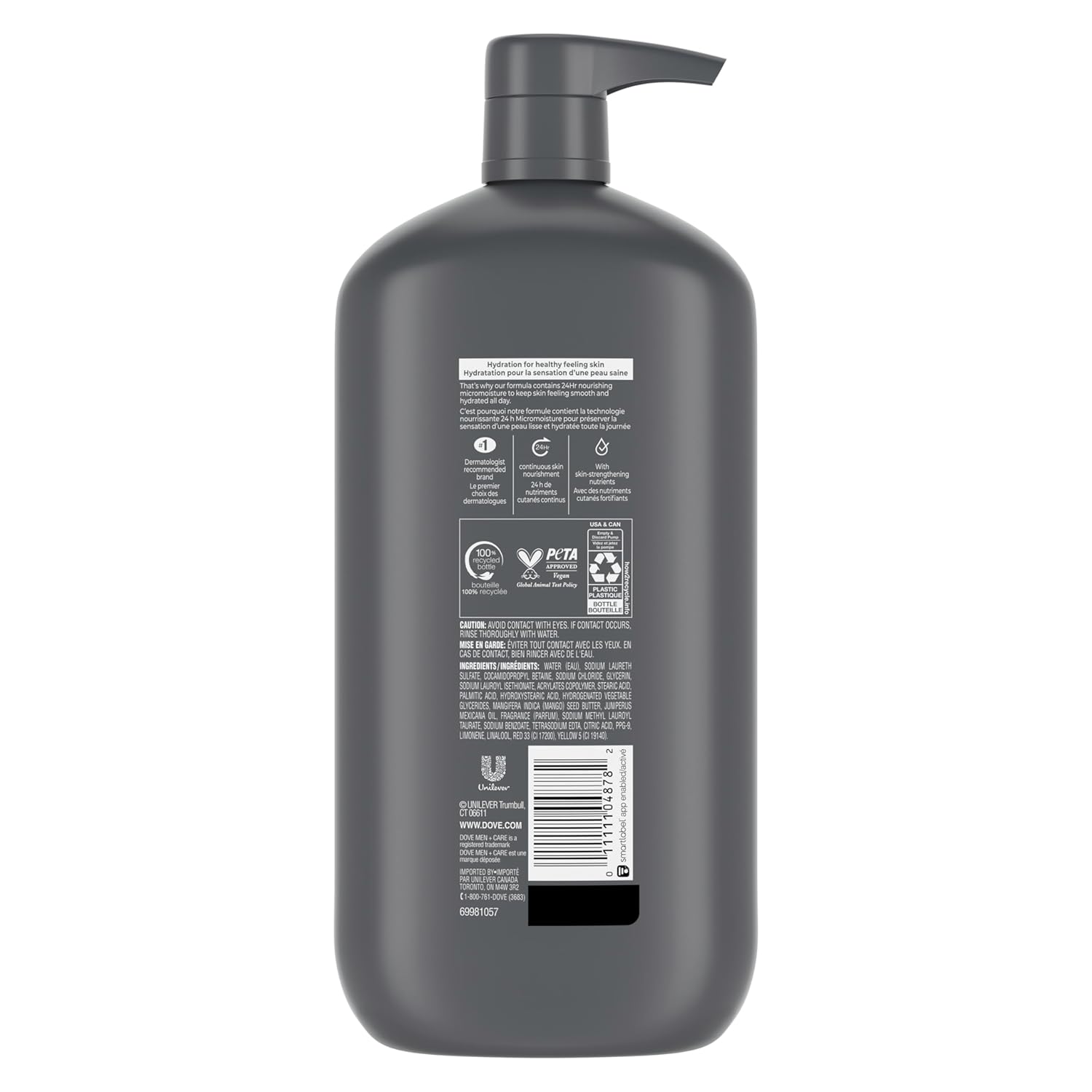 DOVE MEN + CARE Body and Face Wash Rejuvenating Mango + Cedarwood 3 Pack for Men, with 24-Hour Nourishing Micromoisture Technology, 30 oz - Image 2