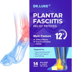 Dr. Luke Plantar Fasciitis Relief: 12H Herbal Foot Support Patches for Heel Discomfort – Natural Formula for Men & Women – 14 Patches