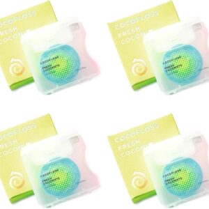 Cocofloss Woven Dental Floss, Dentist-Designed Oral Care, Coconut Scent, Waxed, Expanding, Kid-Friendly String Floss with Coconut Oil, 4 Spools (33 yd Each)