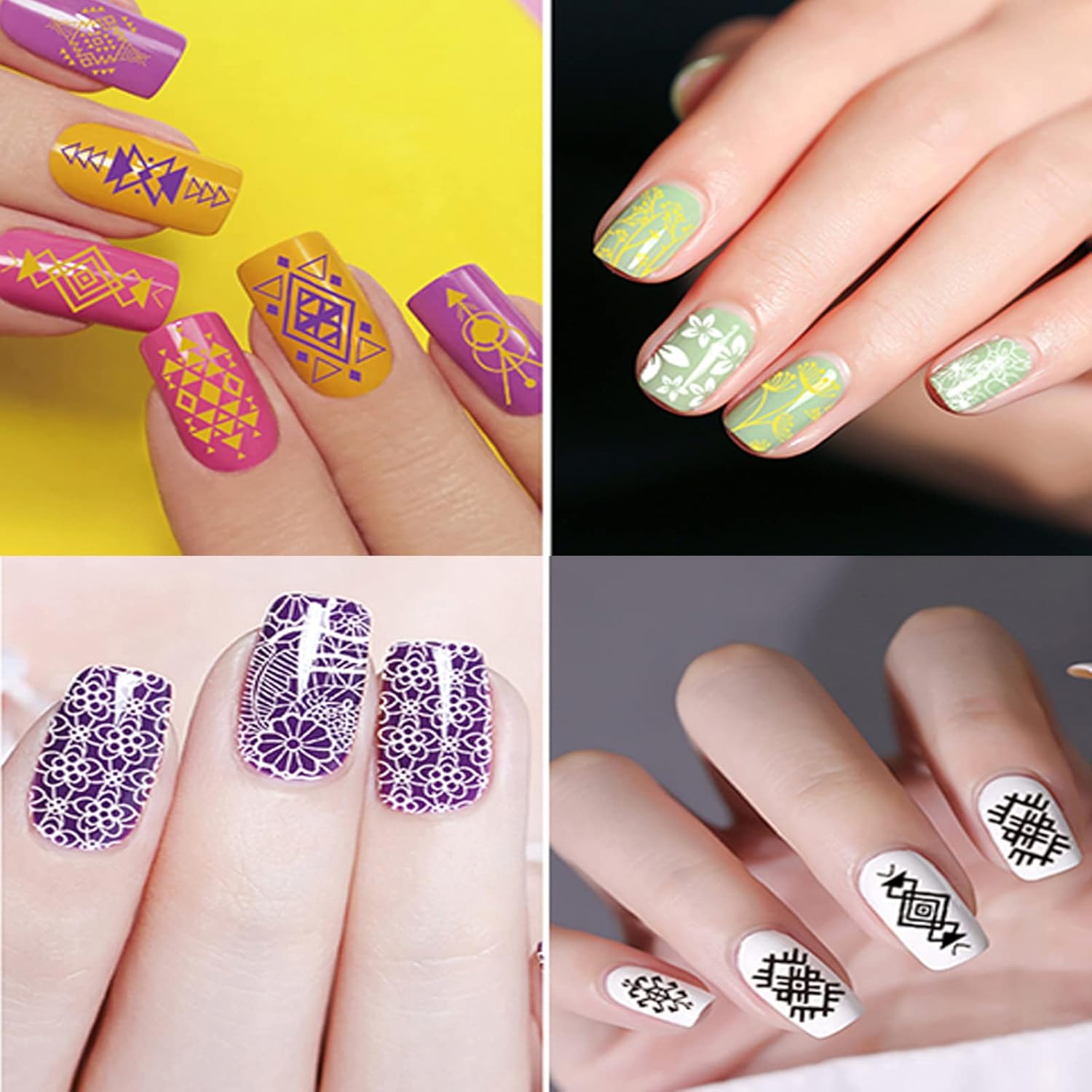 Nail Stamping Gel Polish, 8 Colors Stamping Polish Red Black White Purple Blue Silver Soak Off Printed Polish UV Stamp Nail Polish for Nail Stamp Plate Stamper DIY Nail Art Design - Image 4