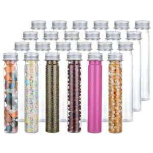 50 Pcs 65 ml Plastic Test Tubes with Caps, Plastic Candy Tubes with Screw Caps, Clear Bath Salt Tubes, Gumball Tube for Candy,Bath Salts,Spices,Beads Display and Party Decor