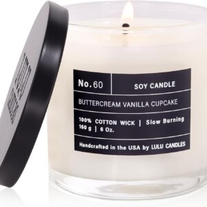 Lulu Candles | Buttercream Vanilla Cupcake | Luxury Scented Soy Jar Candle | Hand Poured in The USA | Highly Scented & Long Lasting- 6 Oz.
