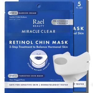 Rael Retinol Chin Mask with Miracle Clear Barrier Cream - Face Masks and Moisturizer, 2 Step Treatment, Niacinamide, Ceramide NP, for All Skin Types, Vegan, Korean Skincare (5 Kits)