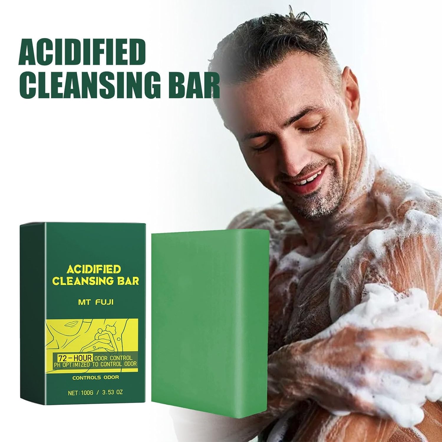 Acidified Body Cleansing Bar - 24 Hour Odor Control - Removes Odor Better than Soap - Moisturizing Formula - Image 2