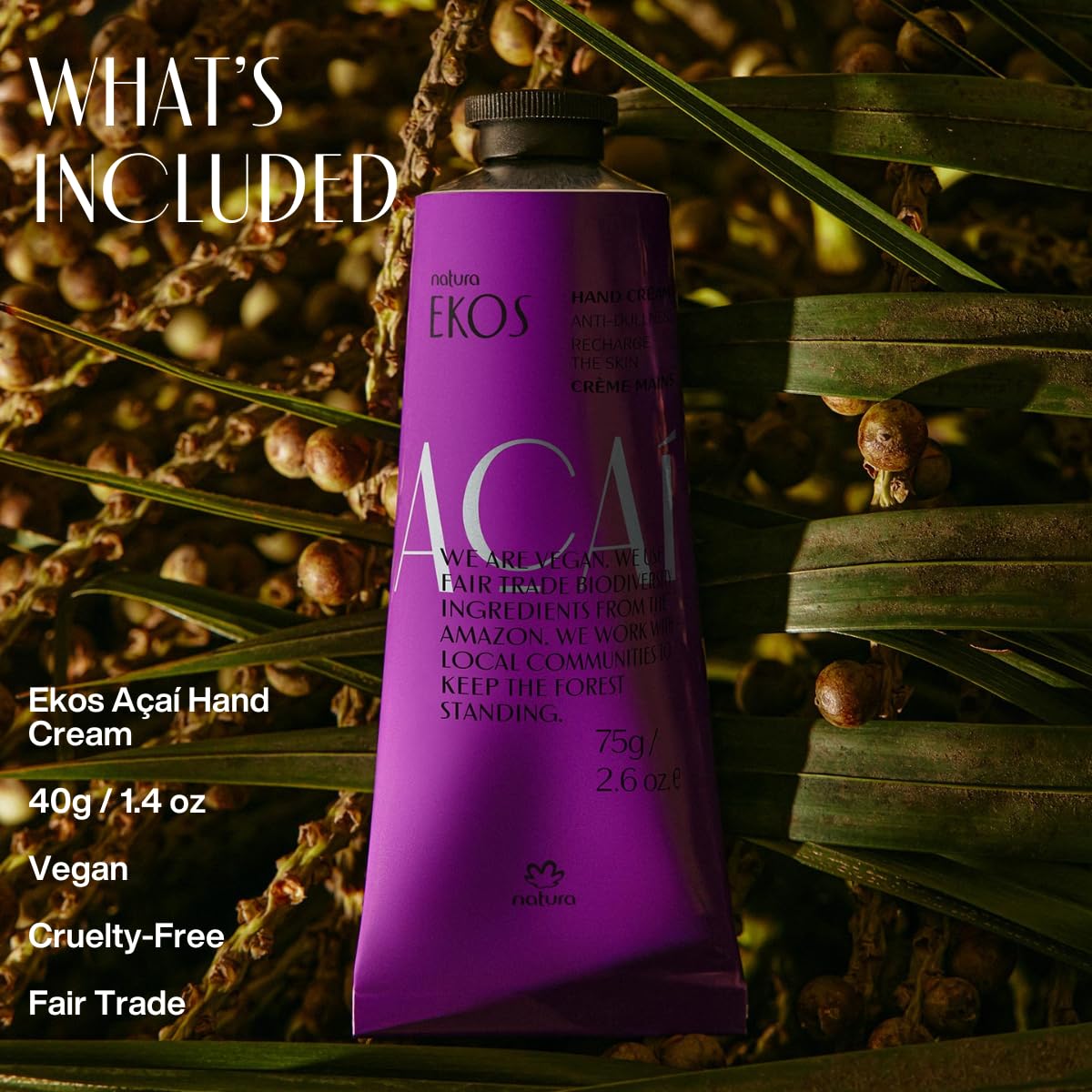 natura - Ekos Açaí Hand Cream - Anti-Dullness Hand Balm - Recharge the Skin - Fast Absorption - Skin Moisturizer - Vegan Skin Care - Brazilian Beauty Secrets - Self Care & Body Care - 1.41oz (40g) - Image 3