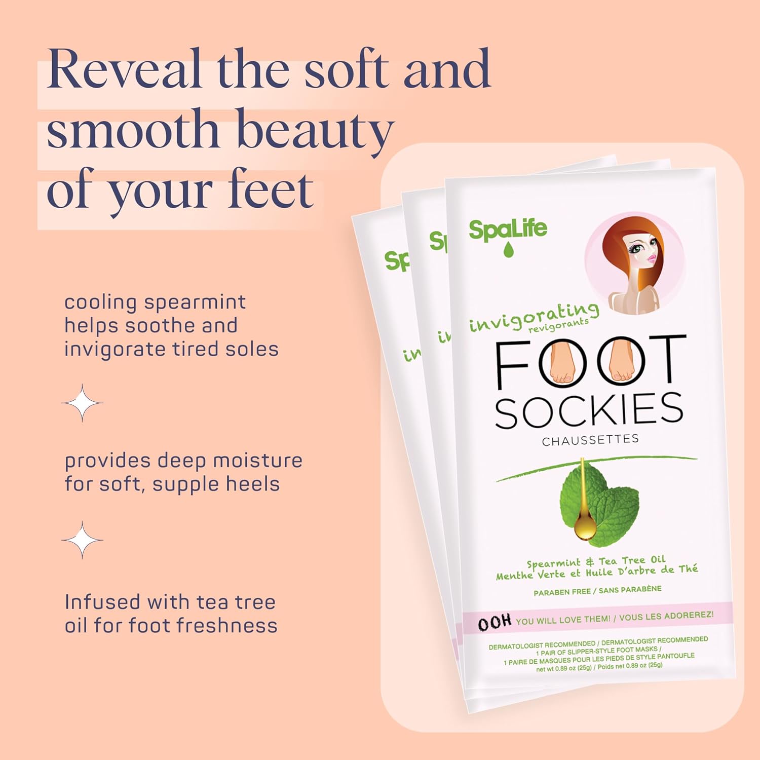 SpaLife Softening Care Foot Sockies (8-Pack) - Spearmint & Tea Tree Oil, Exfoliating Pack for Healthy Feet, Intensive Repair, Callus Remover Sockies, Dry Skin Solution, Moisturizing Foot Treatment - Image 2