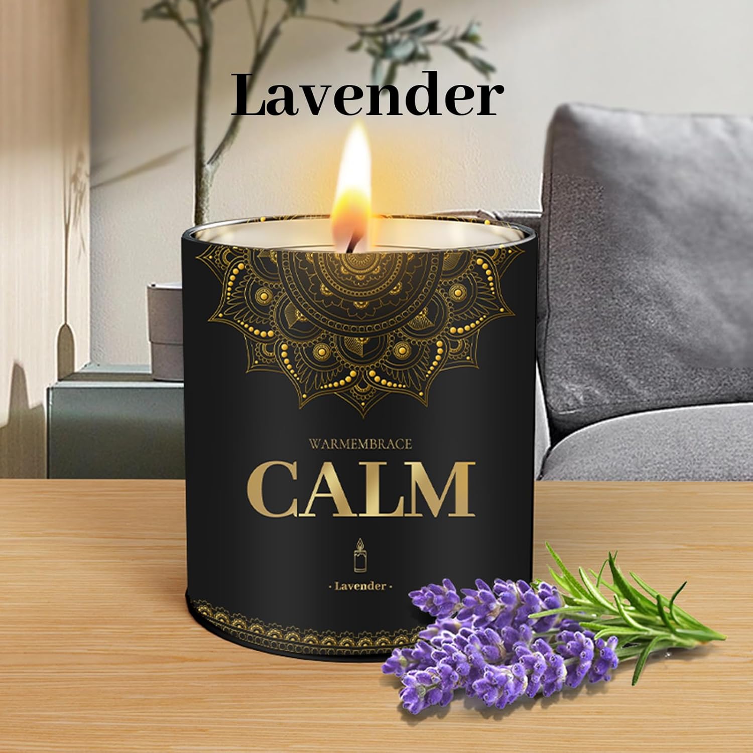 WarmEmbrace Lavender Scented Candles, 9 Oz Jar Candles for Home, Office, Meditation, Yoga, Candles for Women & Men, Birthday, Anniversary, Valentine's Day Present, Elegant Decorative Accent - Image 3