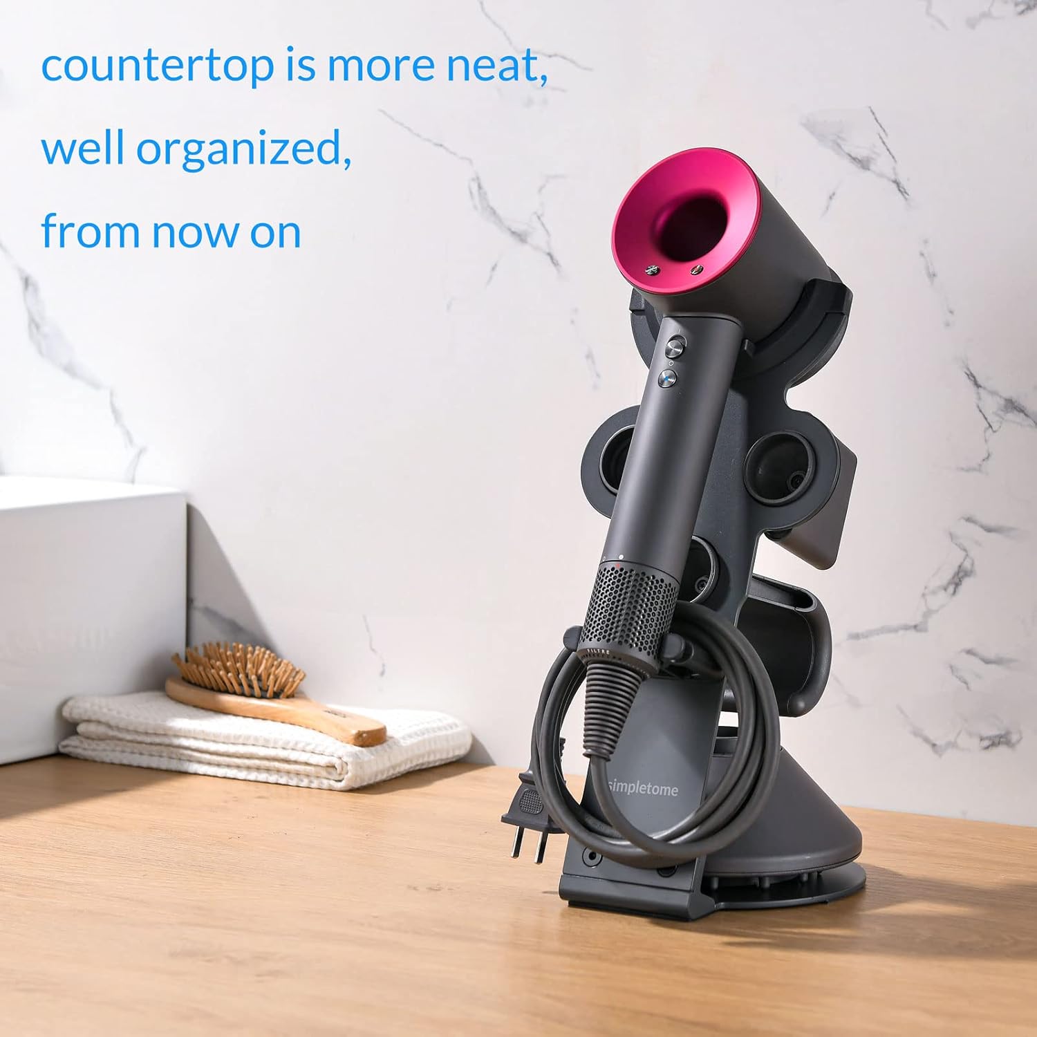 Simpletome Dyson Supersonic Hair Dryer Stand with Cable Organizer, Heavy Duty Steel, Grey - Image 4