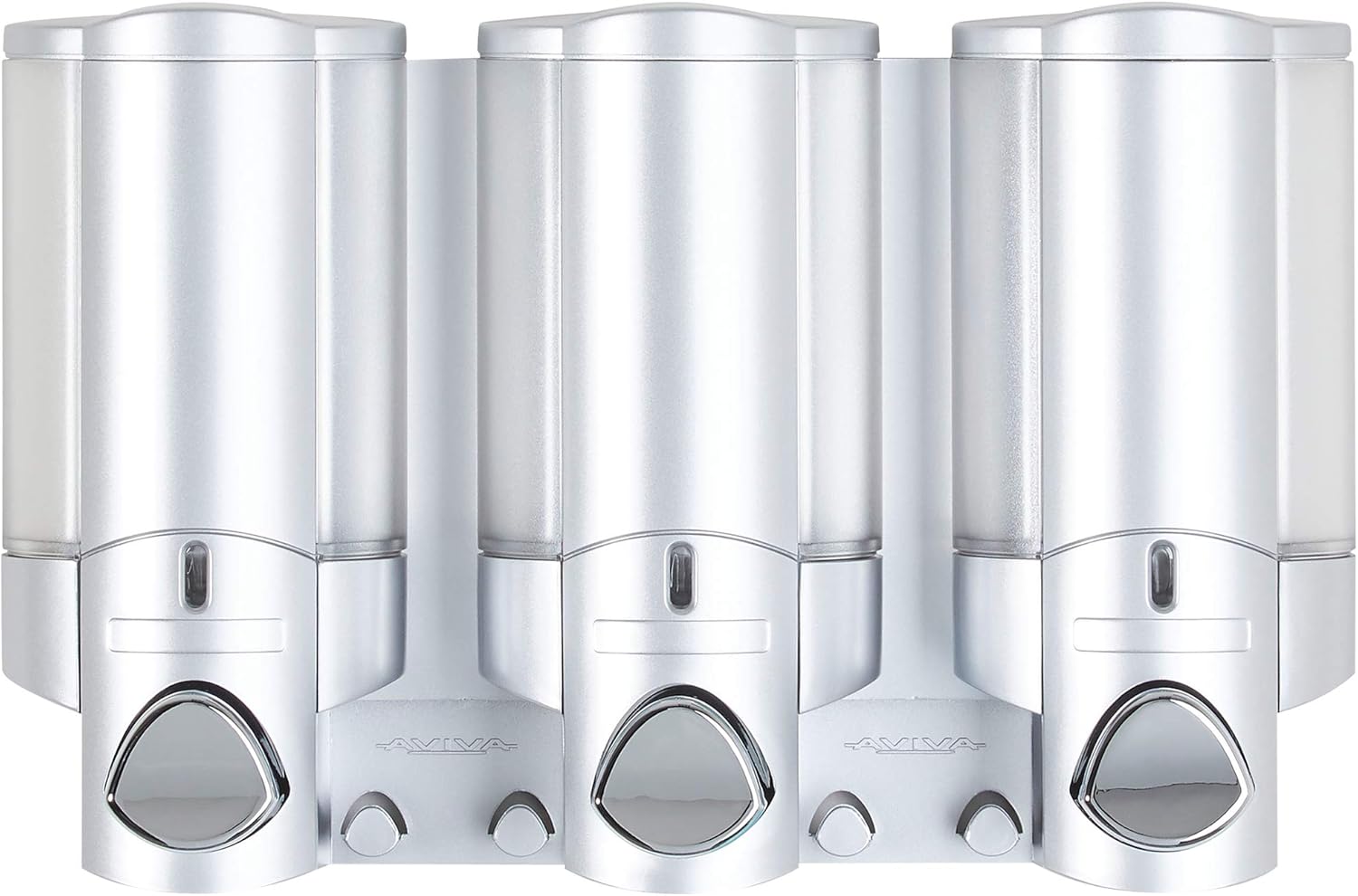 Better Living Products 76335-1 Aviva 3 Chamber Wall Mount Soap and Shower Dispenser, Satin SilverChrome & Products 76245-1 Aviva Two Chamber Dispenser, Chrome - Image 3