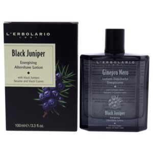 L'Erbolario Energizing After Shave Lotion - Hydrating Aftershave for Men for Soothed Face and Neck - Woody Post Shave Cream - Black Juniper - 3.3 oz