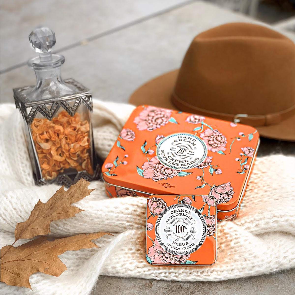 La Chatelaine Hand Cream Trio Tin, Gifts for Mom, Natural Hand Lotion Gift Set, Made in France with 20% Organic Shea Butter, Nourishing & Moisturizing (Gardenia, Orange Blossom, Oud Rose) 3 x 1 fl. oz - Image 5