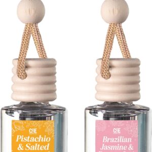 CE Craft Car Air Fresheners - Hanging Car Air Freshener Diffuser - Reusable Bottle with Long Lasting Car Oil Scent - 2 pack, Pistachio + Brazilian Jasmine