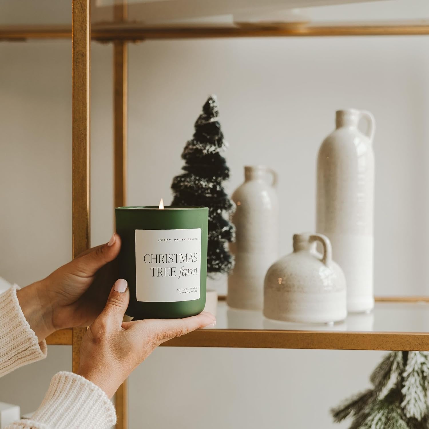 Sweet Water Decor 15oz Christmas Tree Farm Candle - Spruce, Cypress, Cedarwood, Pine Scent 70+ Hour Burn Time - Image 4