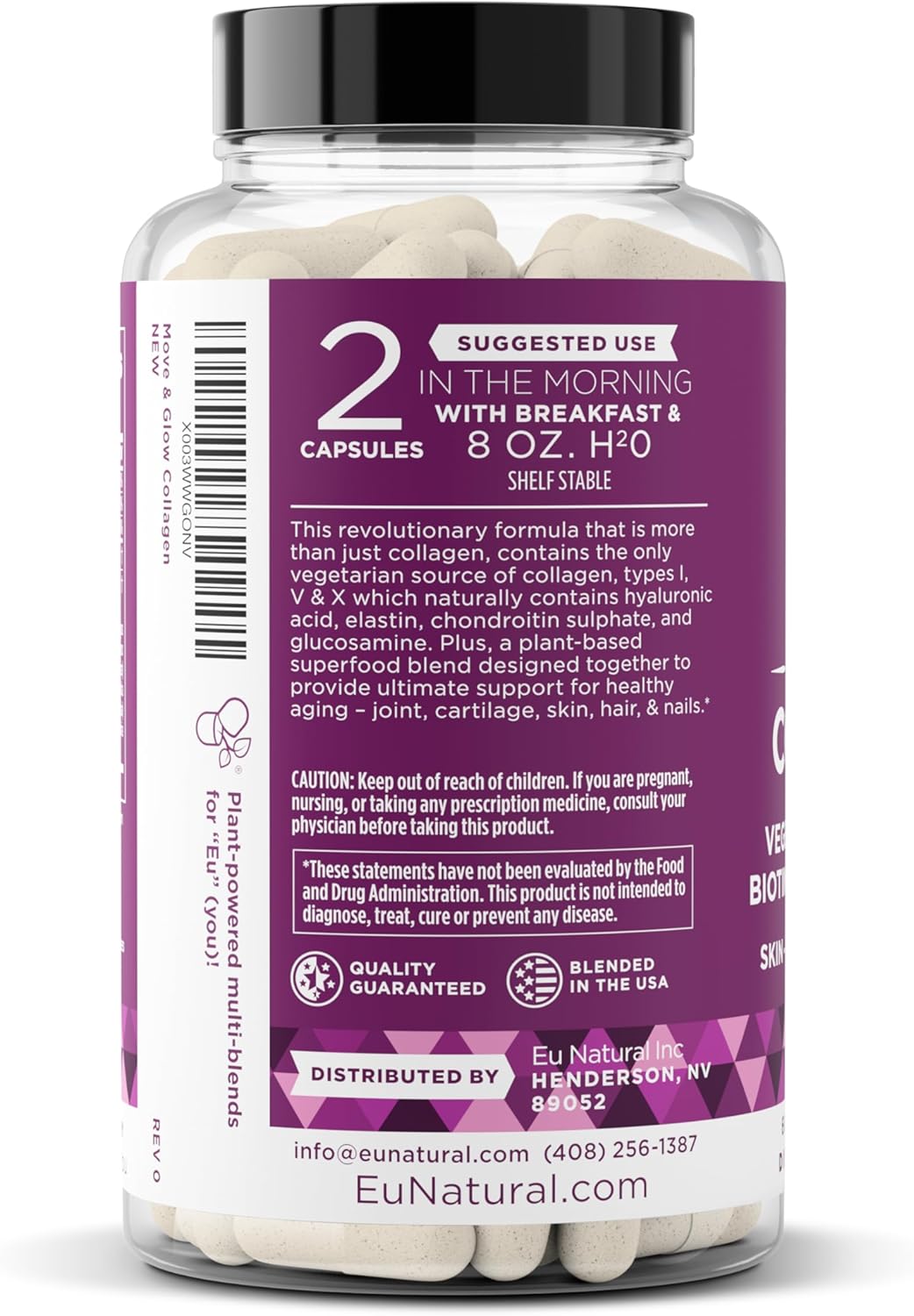 Move & Glow Collagen Pills for Women & Men – Vegetarian Multi-Collagen (Type I-V-X) with 9 Plant-based Superfoods for Skin Health & Joint Support – Biotin, Vitamin C, Vitamin E, 60 Vegetarian Capsules - Image 9