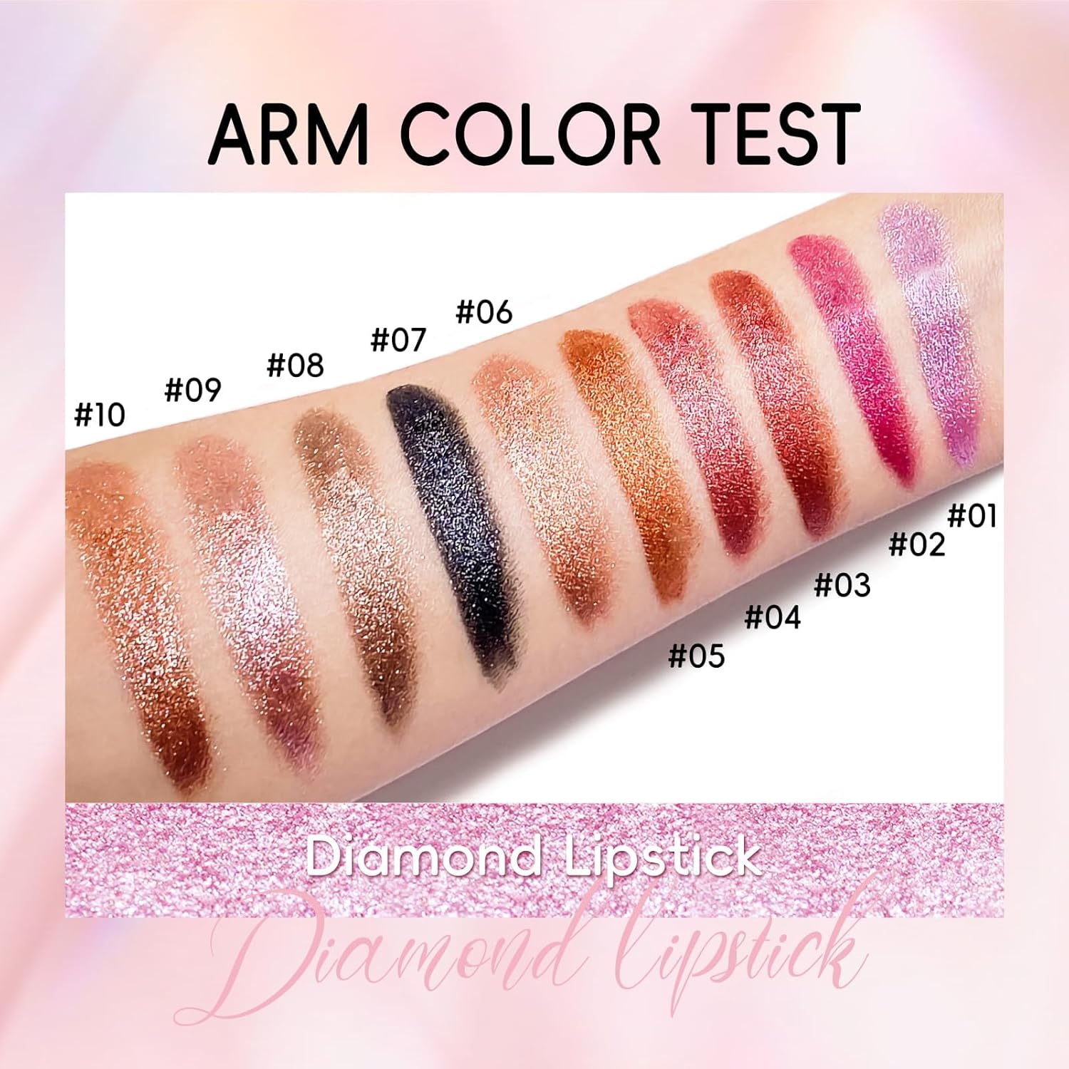 Metallic Pink Frost Glitter Lipstick for Women, Long Lasting High Shine Diamond Creamy Nude Light Pink Lipstick Transfer Proof,Shimmer High Impact Full Coverage Non Stick Cup Lip Makeup#1 - Image 6