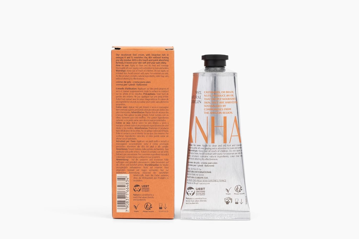 natura - Ekos Castanha Nourishing Foot Cream - Nourish & Soothe Dry Skin - Fast Absorbing - With Brazil Nut Oil to Deeply Moisturize - Vegan & Cruelty-Free - 2.6 oz (75g) - Image 2