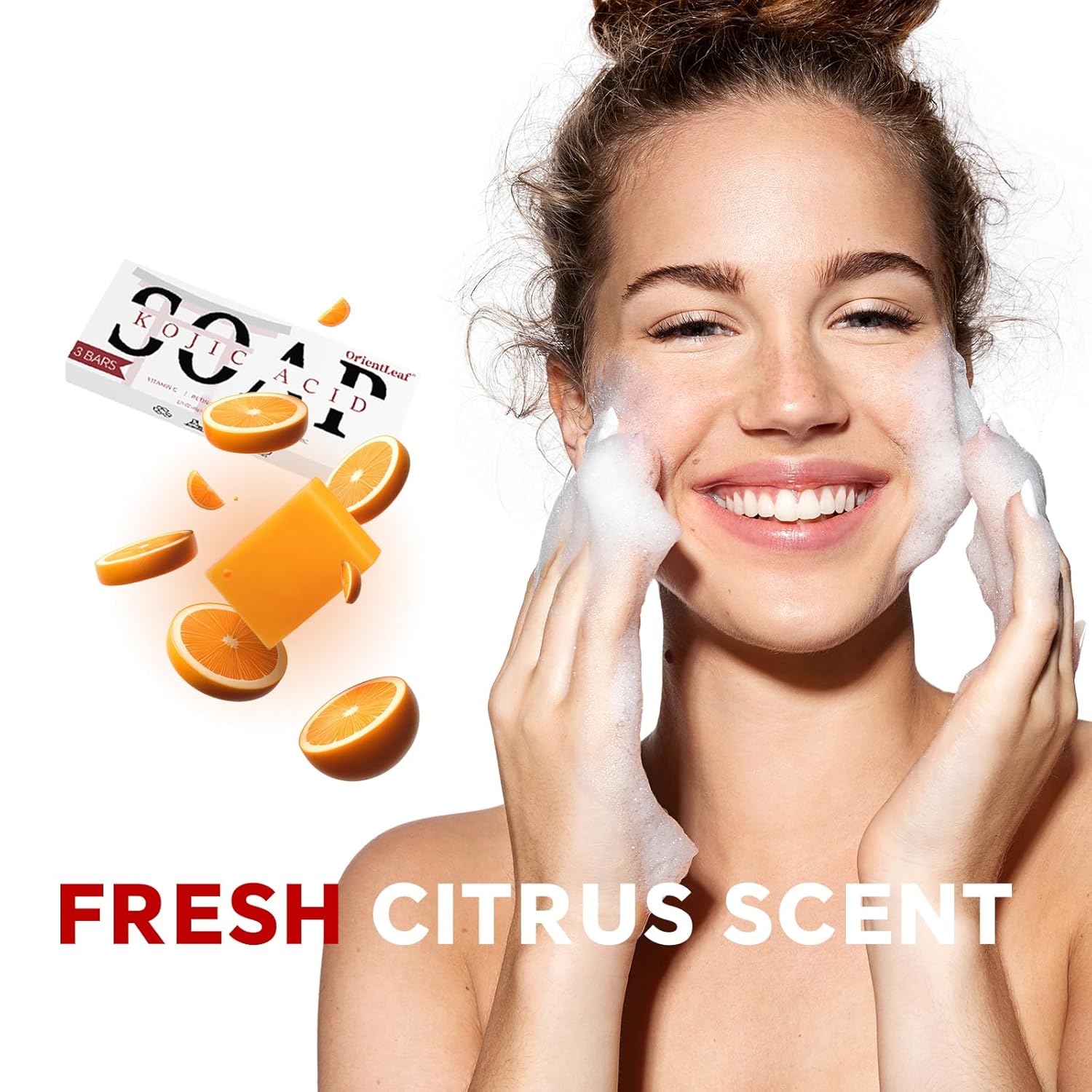 Kojic Acid Soap, Turmeric Soap Bar for Dark Spots, Fresh Citurs Scent, Gentle for Face and Body with Vitamin C, Shea Butter, Retinol, Olive Oil, Collagen (3 PACK) - Image 7