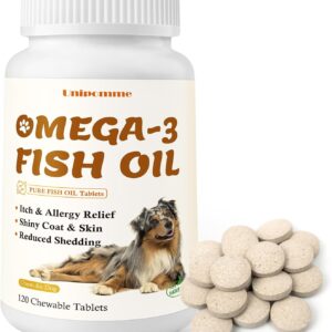 Allergy & Itch for Dogs - Omega 3 Fish Oil Skin and Coat Chews Tablet - Dog Itching & Ears Relief - Reduced Seasonal Allergies Shedding Dry Skin Itchy Paws Hot Spots Treatment