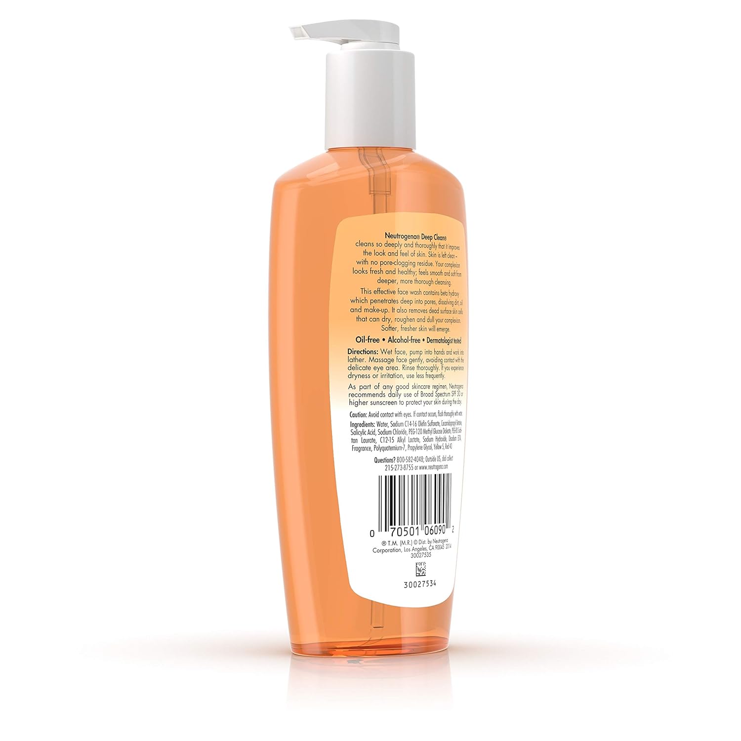 Neutrogena Deep Clean Daily Facial Cleanser with Beta Hydroxy Acid for Normal to Oily Skin, Alcohol-Free, Oil-Free & Non-Comedogenic, 6.7 fl. oz - Image 6