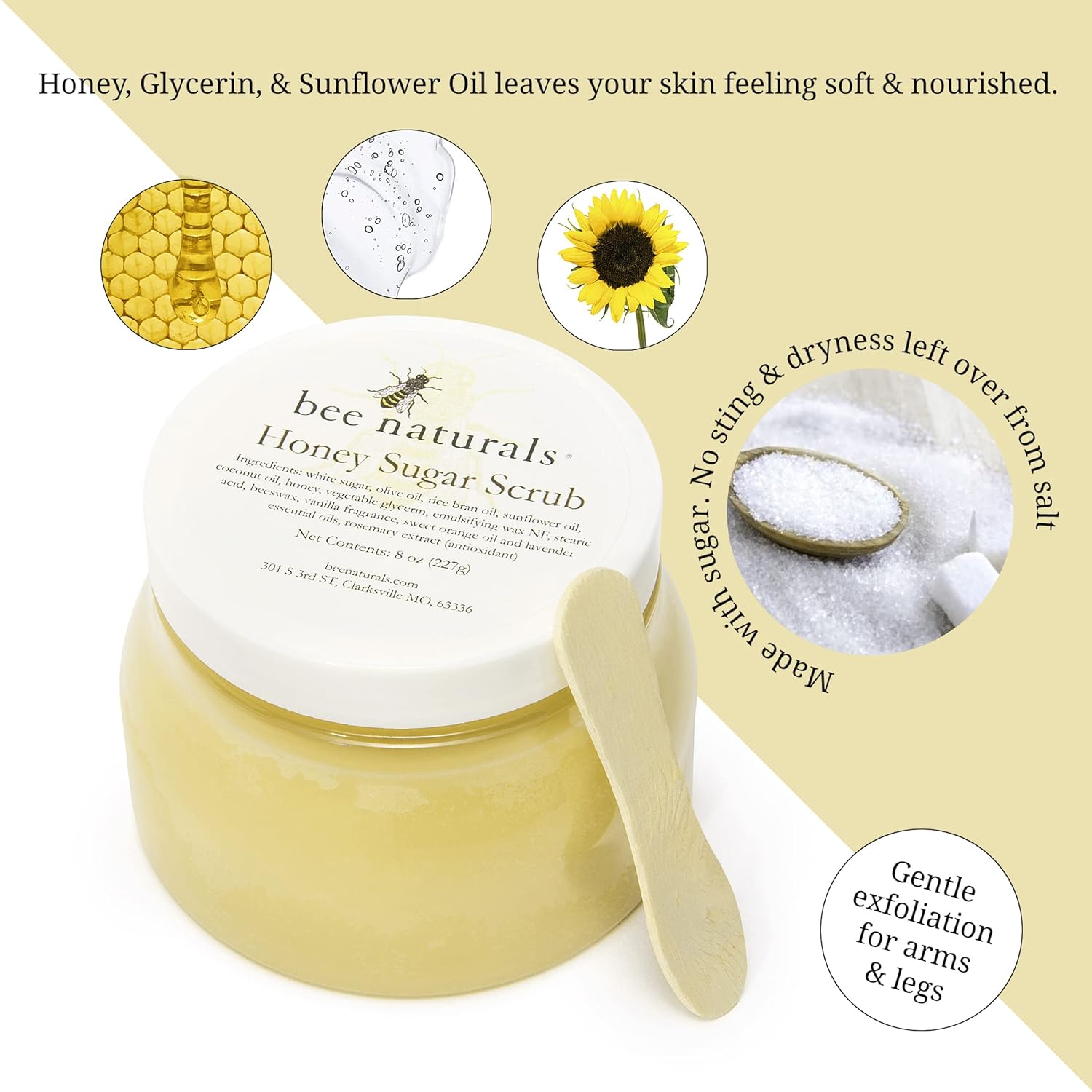 Luxurious Honey Sugar Scrub 8oz โ Gentle Exfoliating Blend for Face, Body & Feet with Honey, Coconut & Essential Oils โ Nourishing Moisture with Signature Vanilla Fragrance for Radiant Skin - Image 4
