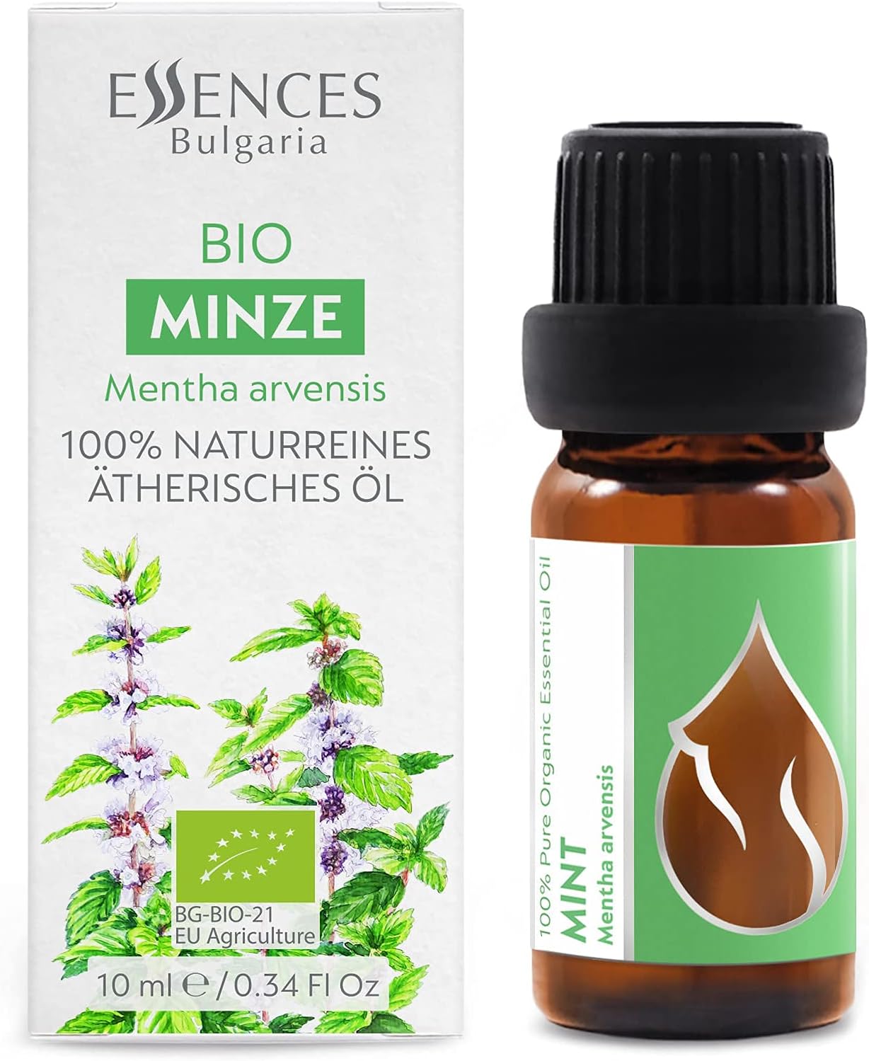 Organic Mint Essential Oil 1/3 Fl Oz 100% Pure Natural for Aromatherapy and Massage - Image 2