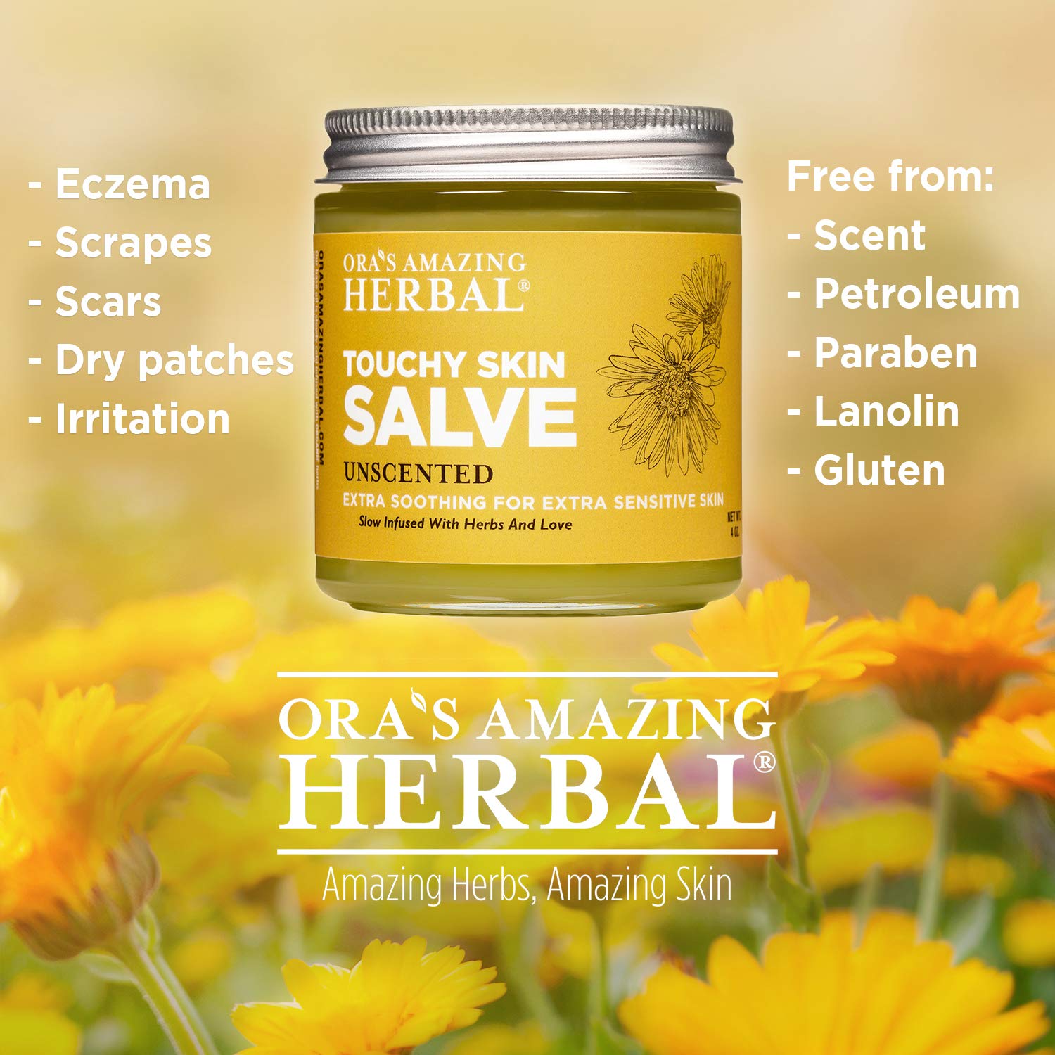 Touchy Skin Salve, Eczema Cream for Kids and Adults, Natural Sensitive Skin Treatment, Itch Cream, Calendula Ointment, Dry Skin Balm, Fragrance Free, Ora's Amazing Herbal, 1 oz Travel Size 2 pack - Image 4