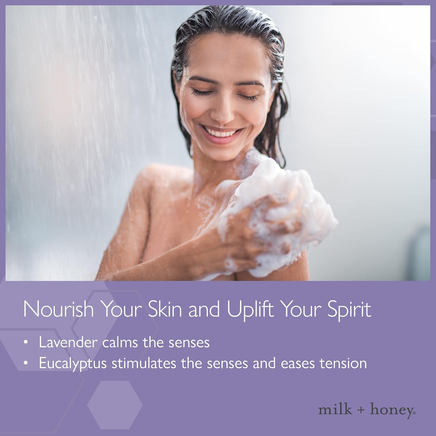 milk + honey Body Wash No. 08 – Lavender + Eucalyptus – Gentle Cleanser for Dry or Sensitive Skin – Natural Aromatherapy Shower Gel for Women & Men – 12 oz - Image 3