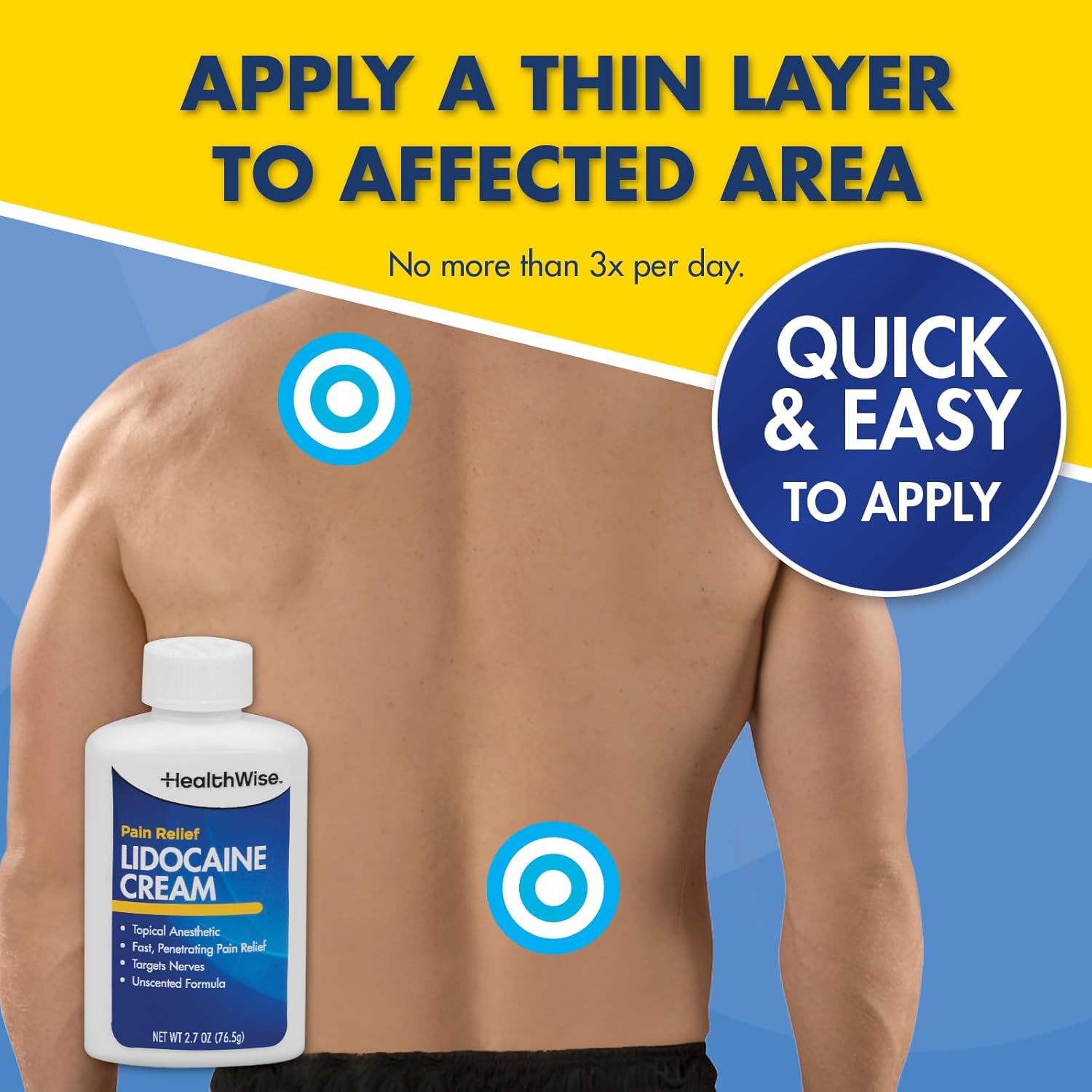 HealthWise Maximum OTC Strength Lidocaine Cream | Numbs Away Pain | Long-Lasting Relief | Non-Greasy | 2.7 Oz | Unscented Formula | Topical Anesthetic - Image 6