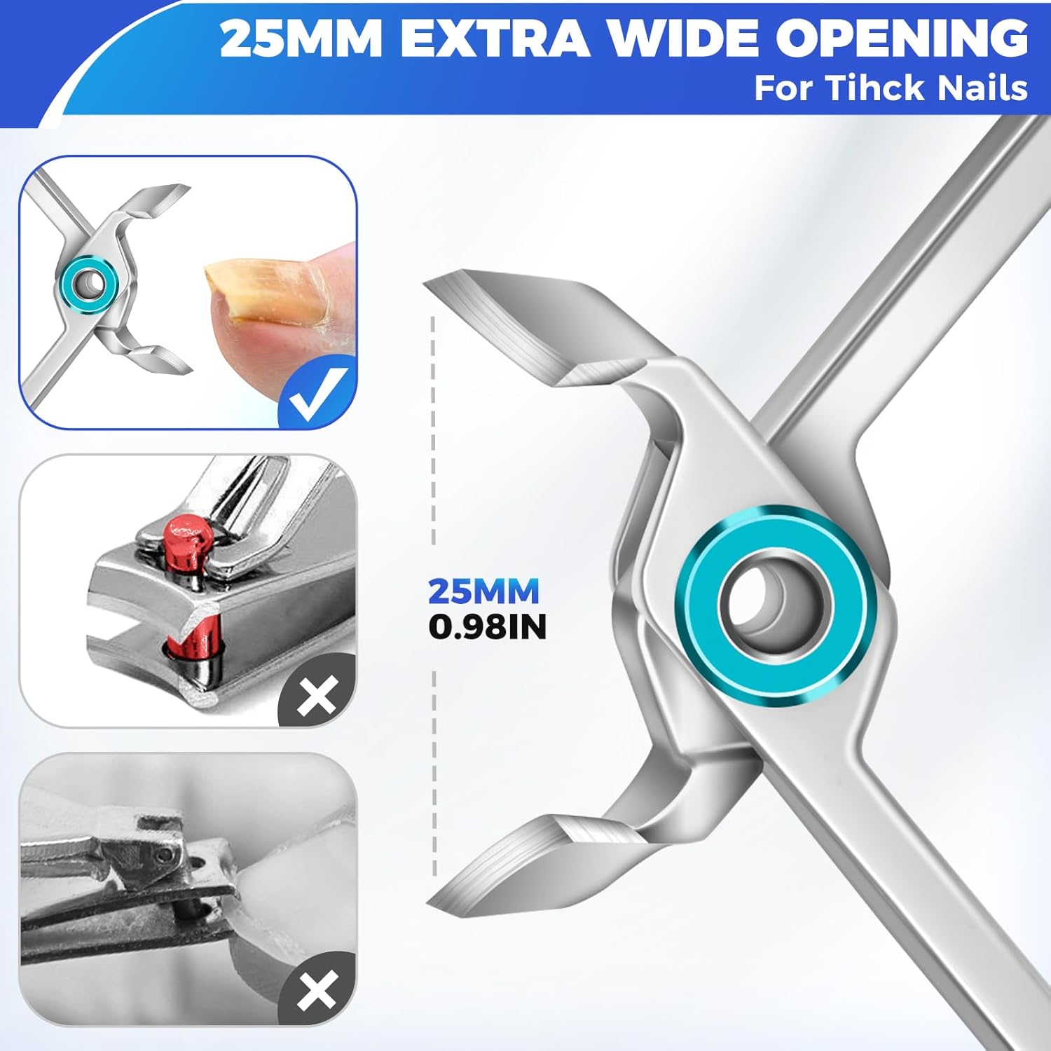 Toenail Clippers for Thick Toenails for Seniors, Slanted Nail Clippers for Men Thick Ingrown Nails with Wide Jaw Opening, Heavy Duty Curved Large Fingernail Ingrown Toenail Clippers - Image 4