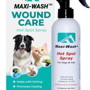 Forticept Maxi-Wash Hot Spot Spray Treatment, Wound Care & Itch Relief Spray for Dogs and Cats. Relives Scratching, Rashes, Sores, Itchy Skin and Paw Licking 8 oz