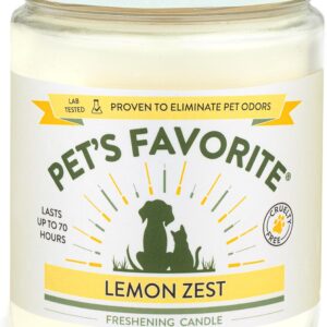 Pet's Favorite Plant Based Candles with a Cotton Wick, Clean Burning Pet Friendly Candles with a 70 Hour Burn Time, Lemon Zest