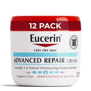 Eucerin Advanced Repair Body Cream for Dry Skin, Fragrance Free Body Moisturizer, 16 Oz Jar, Pack of 12