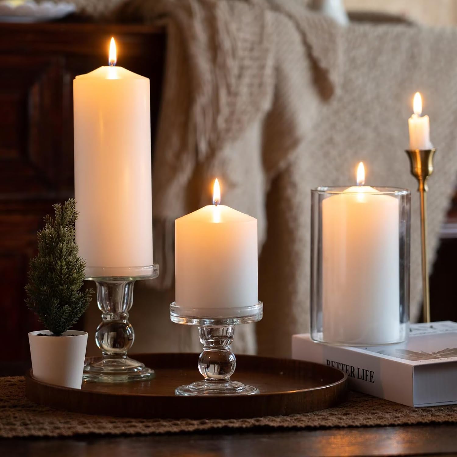 MOZEAL 3" x 6" Hand-Poured Unscented White Pillar Candles,Dripless Candles Set of 3,Long Lasting Burning,Approx 100 Hours Burn Time for Wedding,Dinner,Christmas and Home Decor - Image 4