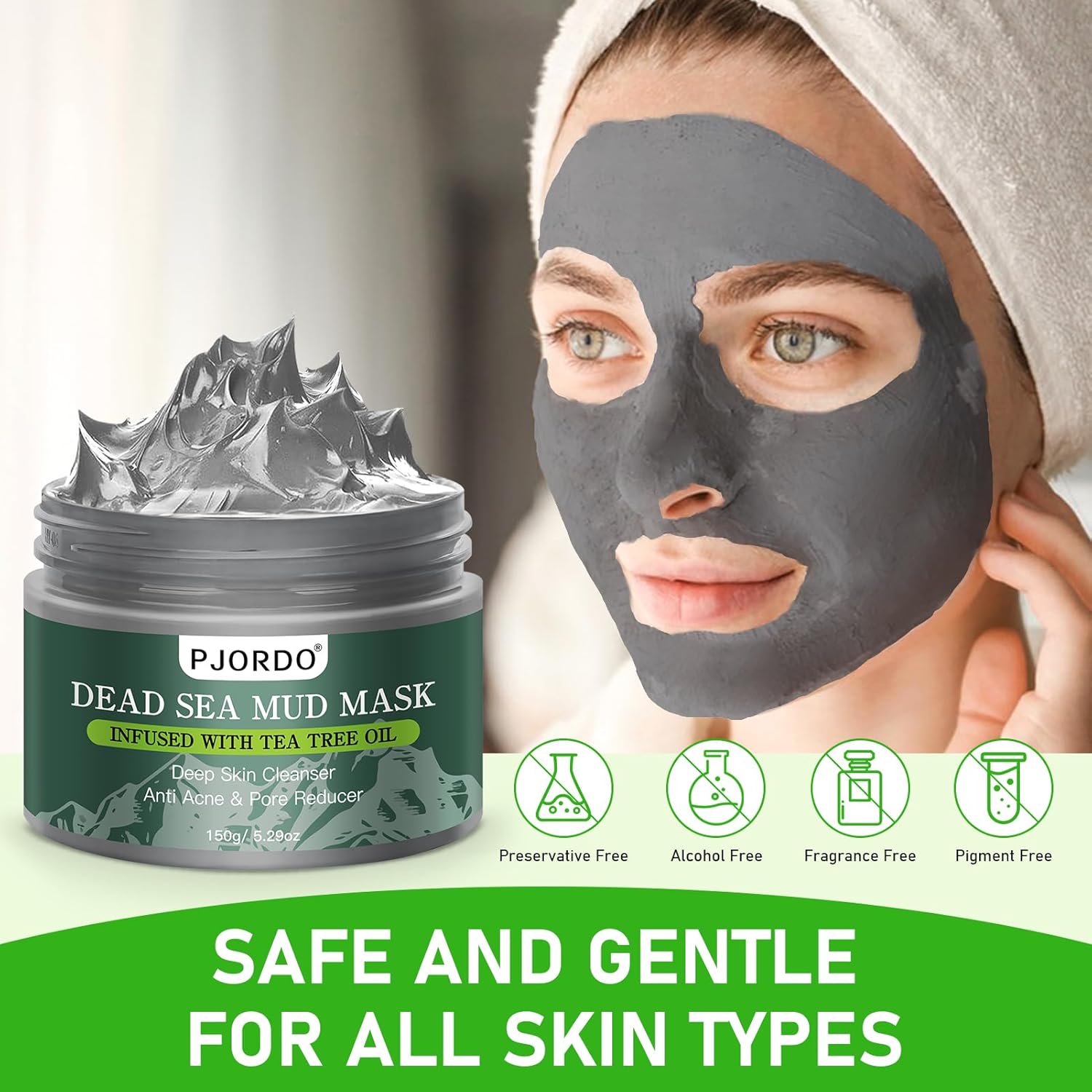 Dead Sea Mud Mask with Tea Tree Oil for Face and Body 5.29oz Deep Cleansing - Image 3