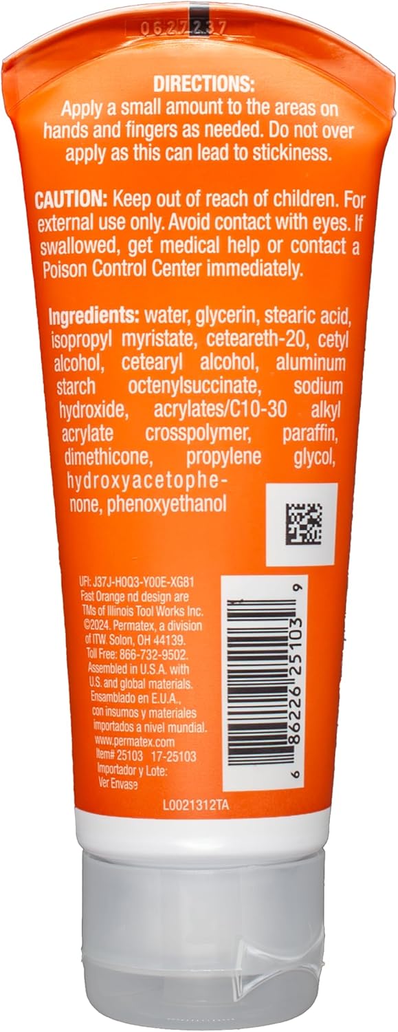 Fast Orange Hand Repair Cream, Repairs Dry & Cracked Hands after Heavy-Duty Automotive Work, On-the-go Compact Size 3oz, Non-Greasy and Unscented - Image 2