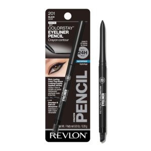 Revlon ColorStay Pencil Eyeliner with Built-in Sharpener, Waterproof, Smudgeproof, Longwearing Eye Makeup with Ultra-Fine Tip, 201 Black, 0.01 oz