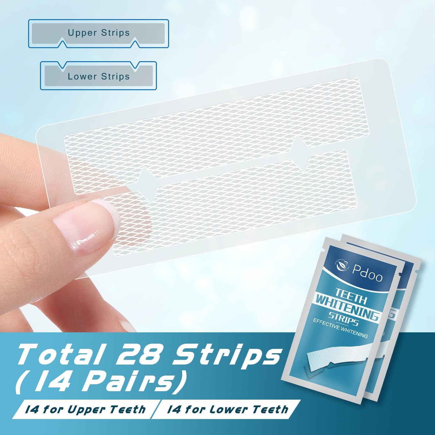 Teeth Whitening Strip 14 Treatments - Whitening Strips for Sensitive People, Fast Remove Smoking, Coffee, Wine Stains, Teeth Brightening Kit Pack of 28 Non-Slip Strips - Image 2