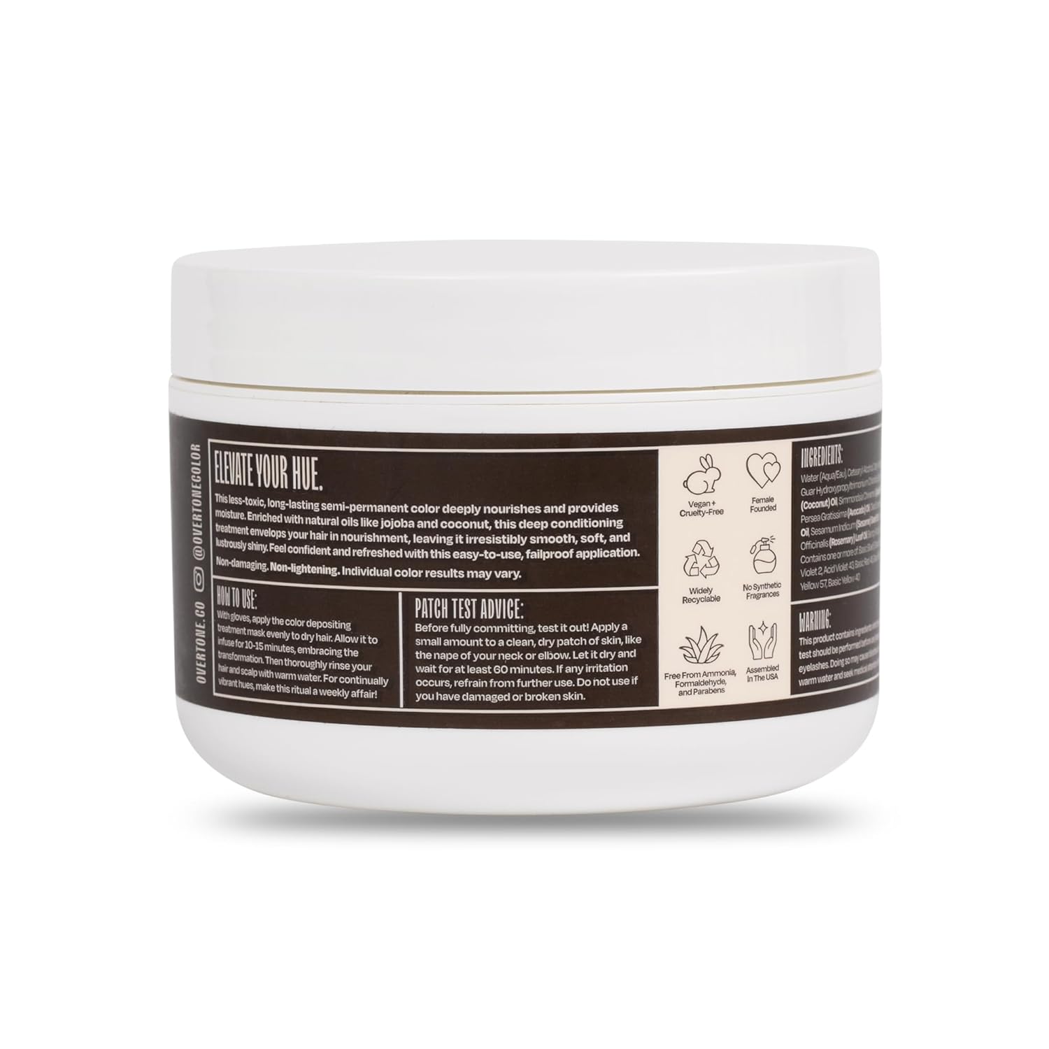 Overtone Color Depositing Semi-Permanent Hair Dye Conditioner - 8 oz For Natural & Color-Treated Hair, Moisturizing Shea Butter & Coconut Oil - Vegan & Cruelty-Free, Espresso Brown - Image 4